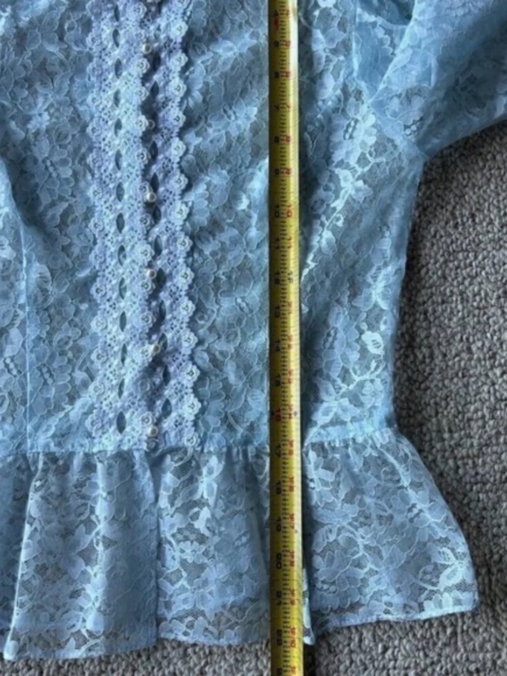 Vintage Gunne Sax Gold Label Blue Lace Blouse XS Coquette Cottagecore Soft Girl - Picture 8 of 8